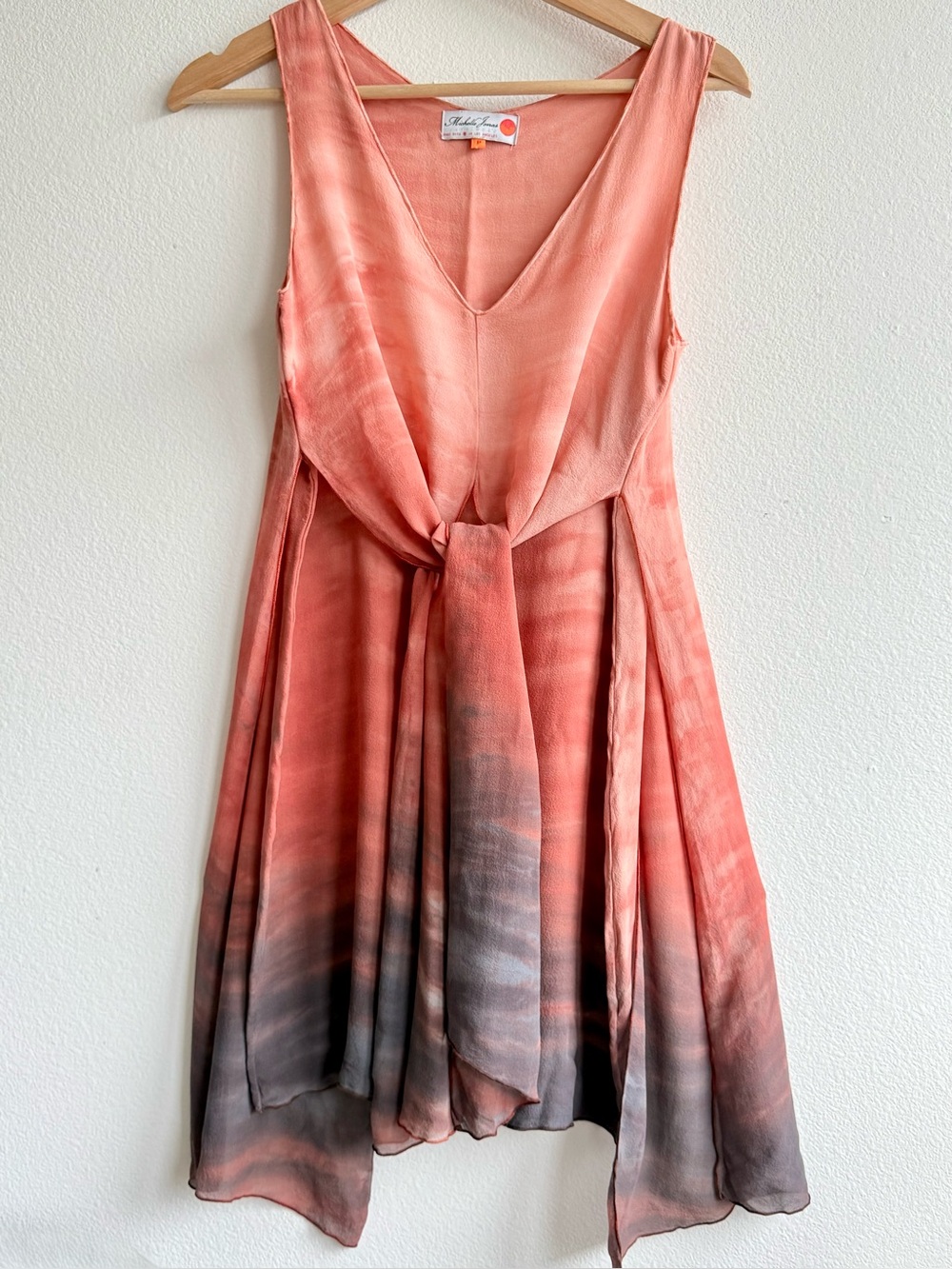 100% Silk Chiffon Sleeveless Scarf Dress XS Graduation Michelle Jonas